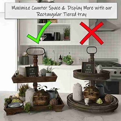 Customazione Casa Agrituristica In legno 2 Tier Tray Stand per servire alimenti Frutta Cupcake Piatto quadrato al ristorante Home Cake