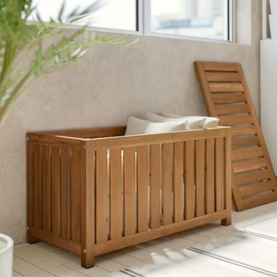 Personalizzazione Panca di ripostiglio in legno all'aperto / all'interno Grande ponte di ripostiglio Box Garden Shed
