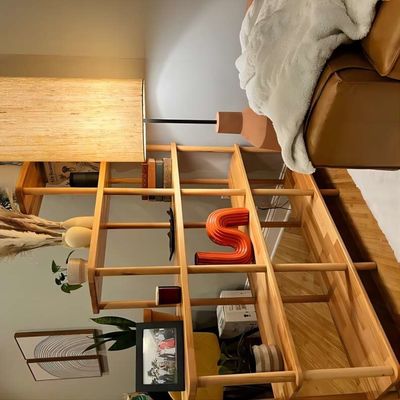 Soggiorno Mensola di libri in legno massello Legno di faggio Mensola di libri in legno minimalista con scaffali pieghevoli