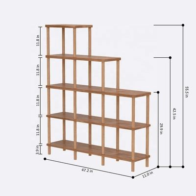 Soggiorno Mensola di libri in legno massello Legno di faggio Mensola di libri in legno minimalista con scaffali pieghevoli