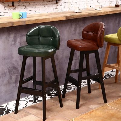 Arredamento commerciale Modern High Bambù Bar Stool con cuscino di cotone grigio morbido