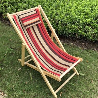 Arredamento esterno generale Disegno moderno Altezza regolabile Poltrona da spiaggia in legno pieghevole con cuscino in multi-colori