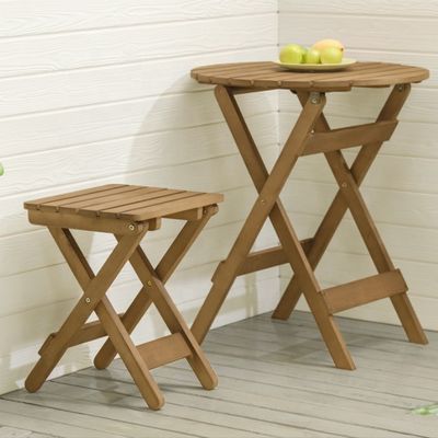 Tavolo portatile per il vino in legno in bambù con gambe pieghevoli