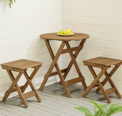 Tavolo portatile per il vino in legno in bambù con gambe pieghevoli
