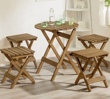 Tavolo portatile per il vino in legno in bambù con gambe pieghevoli