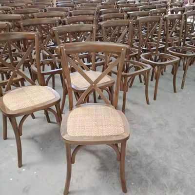 Professionale Stagliabile X Back Rattan Sedile da pranzo Accento francese Sedile in legno per festa di nozze in colori personalizzati