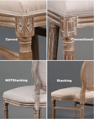 Ceneria Banchetto Evento Stile francese Rattan Back Legno massello Louis Chair Sedie impilabili Sedie antiche Sedie in legno Moderne 100