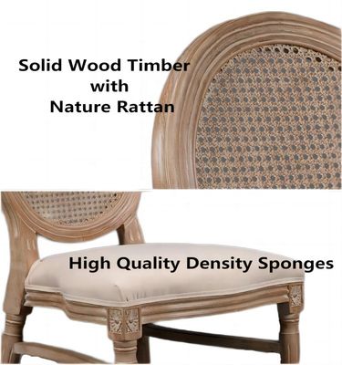 Ceneria Banchetto Evento Stile francese Rattan Back Legno massello Louis Chair Sedie impilabili Sedie antiche Sedie in legno Moderne 100