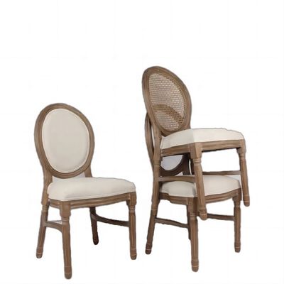 Ceneria Banchetto Evento Stile francese Rattan Back Legno massello Louis Chair Sedie impilabili Sedie antiche Sedie in legno Moderne 100