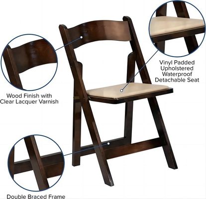 Hotel Evento Uso Sedie pieghevoli in legno per matrimoni Colori popolari Bianco Hotel Banchetto Pranzo