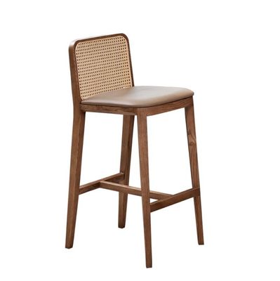 PU/Fabric Sponge Seat Nordic Polstered Bar Stool Chair Chair in legno Rattan Chair per bar moderno