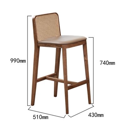 PU/Fabric Sponge Seat Nordic Polstered Bar Stool Chair Chair in legno Rattan Chair per bar moderno