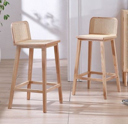 W46*D46*H93cm Arredamento da bar Sedile da rattan nordico Sedile a gambe alte Sedile da bar Scaffale da bar Sedile da legno per bar