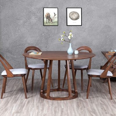Arredamento moderno per la sala da pranzo Cornice in legno massello Noce Tavolo da pranzo rotondo con design unico