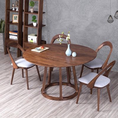 Arredamento moderno per la sala da pranzo Cornice in legno massello Noce Tavolo da pranzo rotondo con design unico