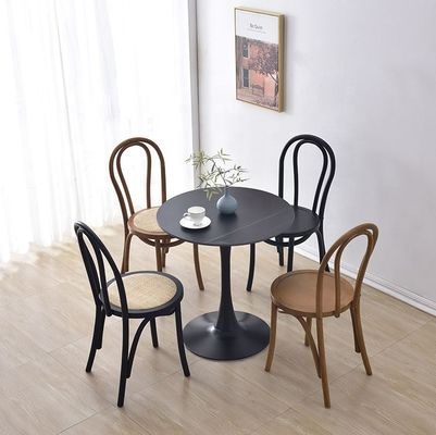 Sedile da pranzo in legno massello retro curvo, sedile in rotino, sedile da pranzo in nero/bianco/noce/noce chiaro per mobili per la casa