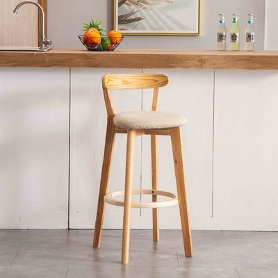 Modern Design Mini Bar Stool in Legno Directo con Sedile in PU / Tessuto
