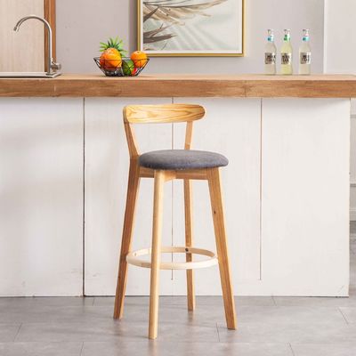 Modern Design Mini Bar Stool in Legno Directo con Sedile in PU / Tessuto