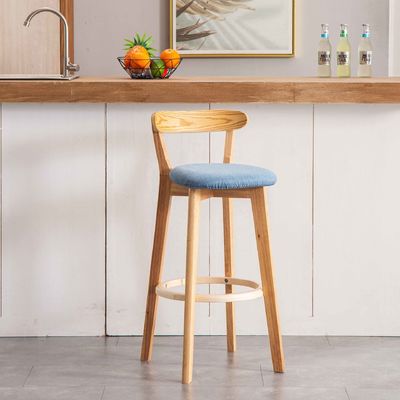 Modern Design Mini Bar Stool in Legno Directo con Sedile in PU / Tessuto