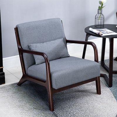 Posta Imballaggio Cornice in legno massello Sedile in tessuto confortevole Divano singolo pigro Sedile per notti confortevoli