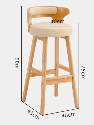 Nordic Modern Simple Wood Bar High Chair Scaunetto in legno massello naturale all'interno di strutture per il tempo libero e sgaunetto alto