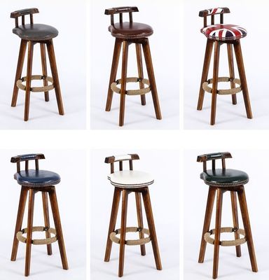 Mobili da bar Sedile alto di vecchia generazione Scaffale da bar in legno massello con schienale laccato