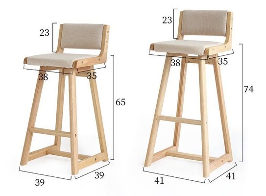 Colore naturale sganciabile Vintage imbottito Bar stool in legno massello per pub