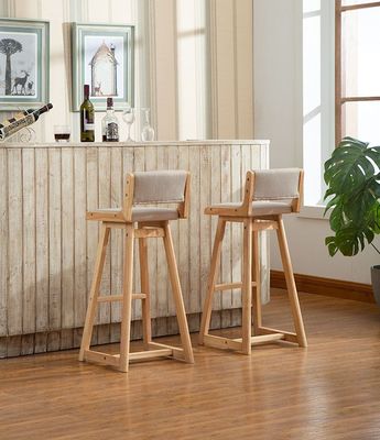 Colore naturale sganciabile Vintage imbottito Bar stool in legno massello per pub