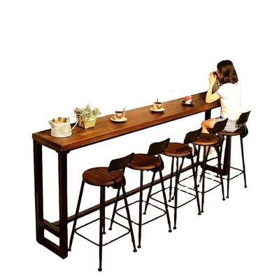 Home Bar Cornice rustica di metallo Tavoli da pranzo in legno alto rettangolare Cucina Bar Tavolo di sgabello