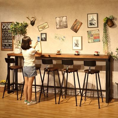 Home Bar Cornice rustica di metallo Tavoli da pranzo in legno alto rettangolare Cucina Bar Tavolo di sgabello