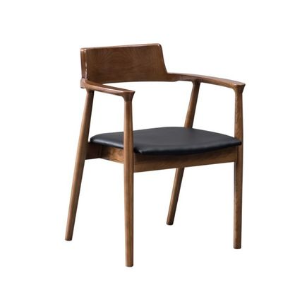 Sala da pranzo e soggiorno contemporanea colore noce Poltrone per braccio in legno Sedile da pranzo con sedile in pelle di tessuto