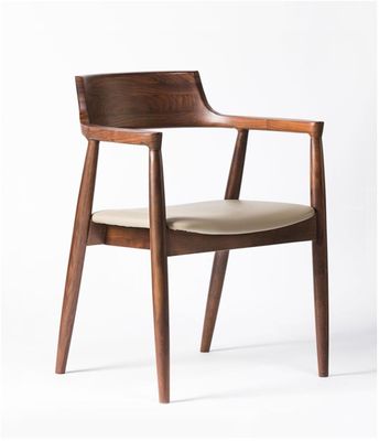 Sala da pranzo e soggiorno contemporanea colore noce Poltrone per braccio in legno Sedile da pranzo con sedile in pelle di tessuto