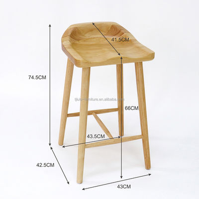 W43*D42.5*H74CM Sedia da bar in legno massello antico Scaffali da bar in legno