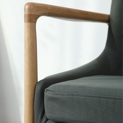Poltrone divano singolo in legno rivestito in grigio/verde per mobili moderni