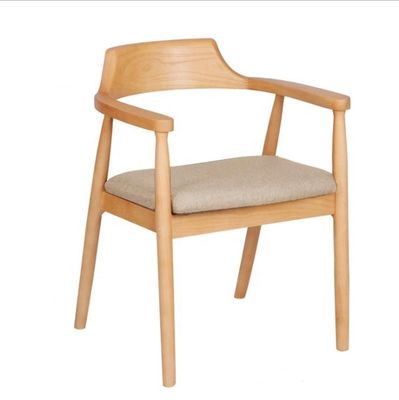 Restaurante Arredamento per la sala da pranzo Sedile per braccio in legno moderno con telaio in legno massello e sedile in PU