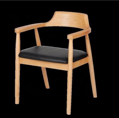Restaurante Arredamento per la sala da pranzo Sedile per braccio in legno moderno con telaio in legno massello e sedile in PU