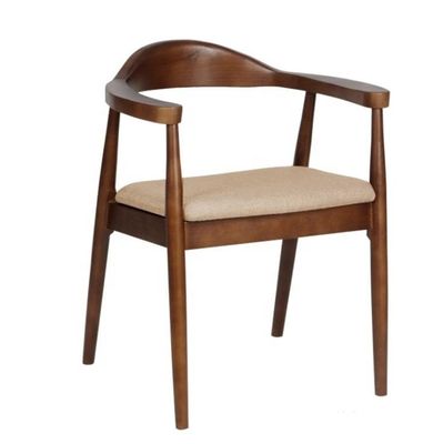 Restaurante Arredamento per la sala da pranzo Sedile per braccio in legno moderno con telaio in legno massello e sedile in PU