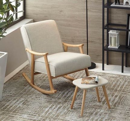 Pratica sedia a dondolo in tessuto di spugna in legno ad alta densità per soggiorno in stile europeo