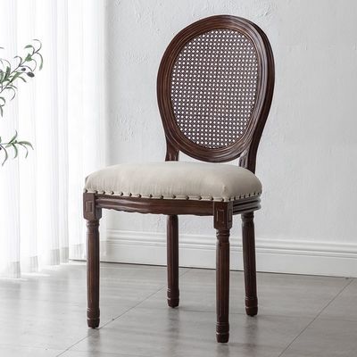 Antique Design Europe Vantage Indoor Solid Wood Round Cane Rattan Back Sedile da pranzo per lo stile tradizionale in Europa