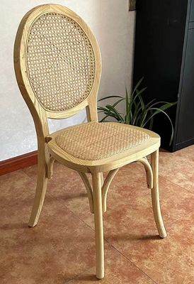 Arredamento per la casa in stile vintage francese Cena in legno rattan naturale matrimonio in legno massello sedia impilabile per banchetto