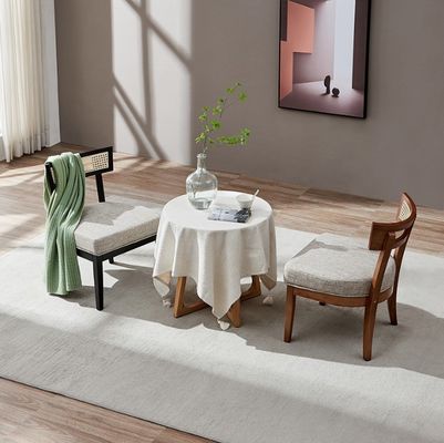 Sedile da pranzo in rotino in stile nordico Sedile in legno massello imbottito per la decorazione del soggiorno