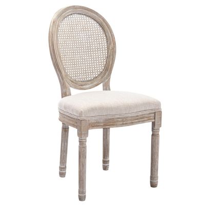 Poltrona da pranzo in stile vintage francese rivestita in cuoio PU con design impilabile e legno massello