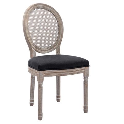 Poltrona da pranzo in stile vintage francese rivestita in cuoio PU con design impilabile e legno massello