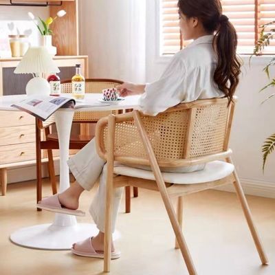 NO Sedia da pranzo in legno massello di rattan ripiegata per soggiorno e sala da pranzo