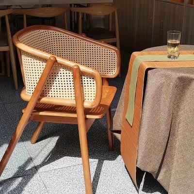 NO Sedia da pranzo in legno massello di rattan ripiegata per soggiorno e sala da pranzo