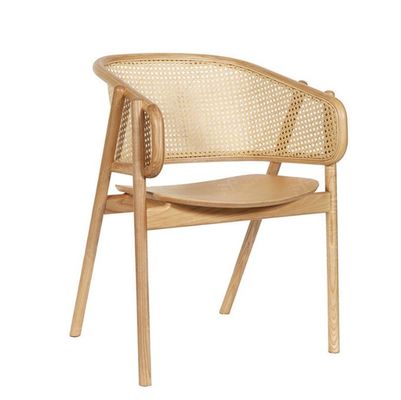 Design Sedile da pranzo in legno di rattan Sedile da braccio in canne di rattan con limite di peso di 100 kg e imballaggio della posta