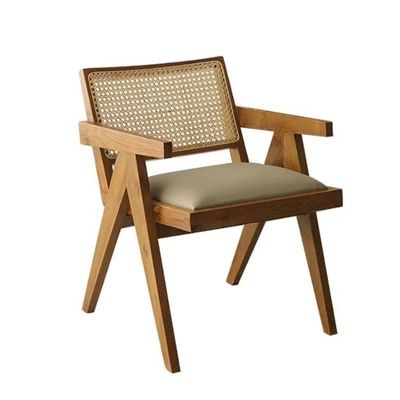 Sedia per braccioli da pranzo in legno di rattan in legno massello Arredamento per la casa generale