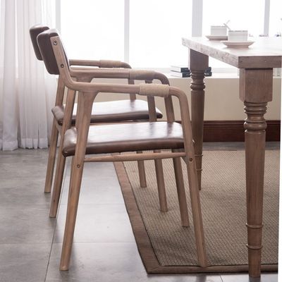 Arredamento per la sala da pranzo Legno massello stile vintage corda Sedile da pranzo decorato