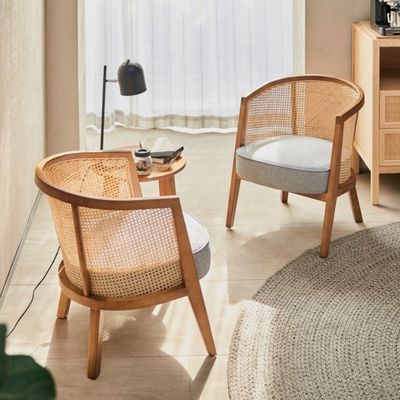 Arredamento per esterni Moderno Nordico Francese In Legno Massello Rattan Sedie di Sospirazione Con Ricambio Curvo e Colore Personalizzato