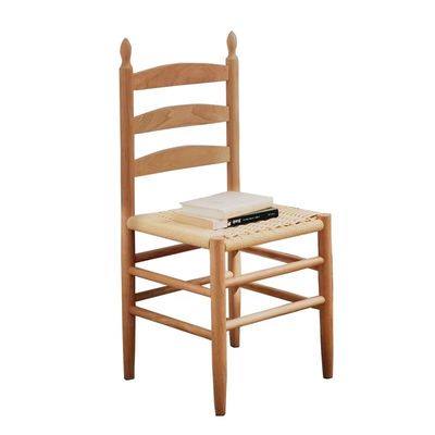 NO Sedile da pranzo con schienale pieghevole con legno massello artigianale e cuscino tessuto a corda Servizio OEM accettato